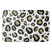 White Gold Glitter & Black Leopard Cheetah Print Badmat (Voorkant)