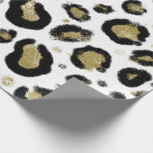 White Gold Glitter & Black Leopard Cheetah Print Cadeaupapier (Hoek)