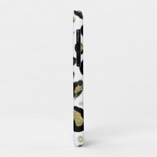 White Gold Glitter & Black Leopard Cheetah Print Case-Mate iPhone Case (Achterkant/links)