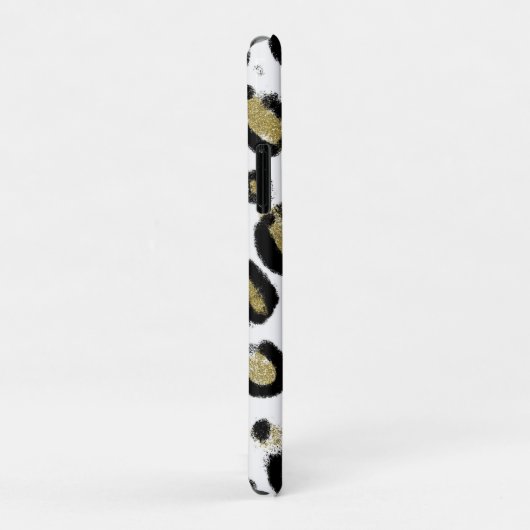 White Gold Glitter & Black Leopard Cheetah Print Case-Mate iPhone Case (Achterkant/rechts)