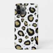 White Gold Glitter & Black Leopard Cheetah Print Case-Mate iPhone Case (Achterkant)