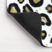 White Gold Glitter & Black Leopard Cheetah Print Muismat (Hoek)