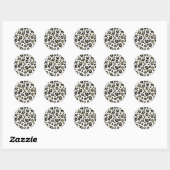 White Gold Glitter & Black Leopard Cheetah Print Ronde Sticker (Vel)