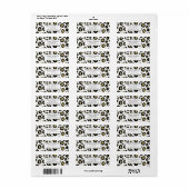 White Gold Glitter & Black Leopard Sweet 16 Party Etiket (Full Sheet)