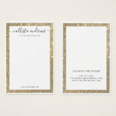 White Gold Glitter Border Cursive Earning Display Visitekaartje (Voorkant /achterkant)
