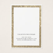 White Gold Glitter Border Cursive Earning Display Visitekaartje (Achterkant)