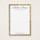 White Gold Glitter Border Cursive Earning Display Visitekaartje (Voorkant)