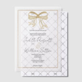 White gold glitter bow ribbon simple Wedding Vellum Uitnodigingen (Offset (Uitnodiging))