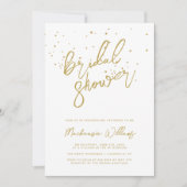 White Gold Glitter Bridal Shower Invitation Kaart (Voorkant)