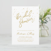 White Gold Glitter Bridal Shower Invitation Kaart (Staand voorkant)