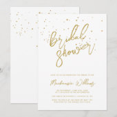 White Gold Glitter Bridal Shower Invitation Kaart (Voorkant / Achterkant)