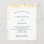 White gold glitter budget bruiloft uitnodiging (Voorkant)