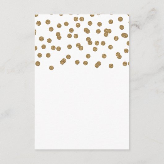 White Gold Glitter Confetti Elegant Wedding Informatiekaartje (Achterkant)