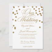 White Gold Glitter Confetti Elegant Wedding Kaart (Voorkant)