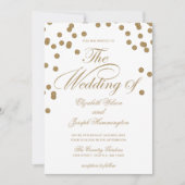 White Gold Glitter Confetti Elegant Wedding Kaart (Voorkant)