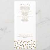 White Gold Glitter Confetti Elegant Wedding Programmakaart (Achterkant)