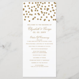 White Gold Glitter Confetti Elegant Wedding Programmakaart