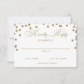 White Gold Glitter Confetti Elegant Wedding RSVP Kaartje (Voorkant)