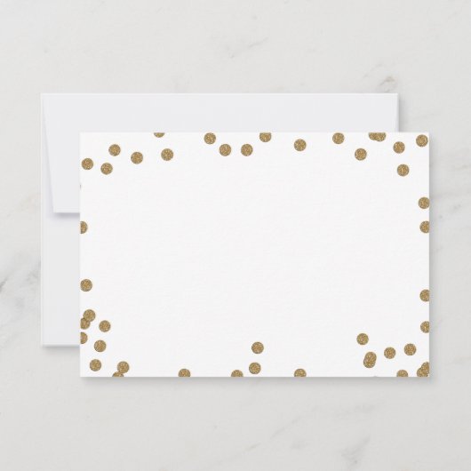 White Gold Glitter Confetti Elegant Wedding RSVP Kaartje (Achterkant)