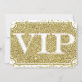 White Gold Glitter Confetti Glam VIP Party Ticket Kaart (Voorkant)