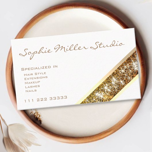 White Gold Glitter Custom Photo of Logo Studio Visitekaartje