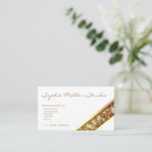 White Gold Glitter Custom Photo of Logo Studio Visitekaartje (Staand voorkant)