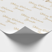 White Gold Glitter Driving Kerstmis Name Script Cadeaupapier (Hoek)