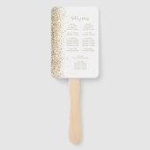 White Gold Glitter Edge Wedding Programma Handwaaier (Achterkant)