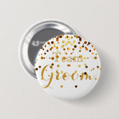 White Gold Glitter Faux Foil Wedding Team Groom Ronde Button 5,7 Cm (Voorkant /achterkant)