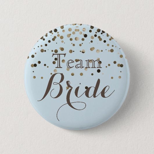 White Gold Glitter Faux Folie Wedding Team Bride Ronde Button 5,7 Cm (Voorkant)