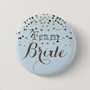 White Gold Glitter Faux Folie Wedding Team Bride Ronde Button 5,7 Cm