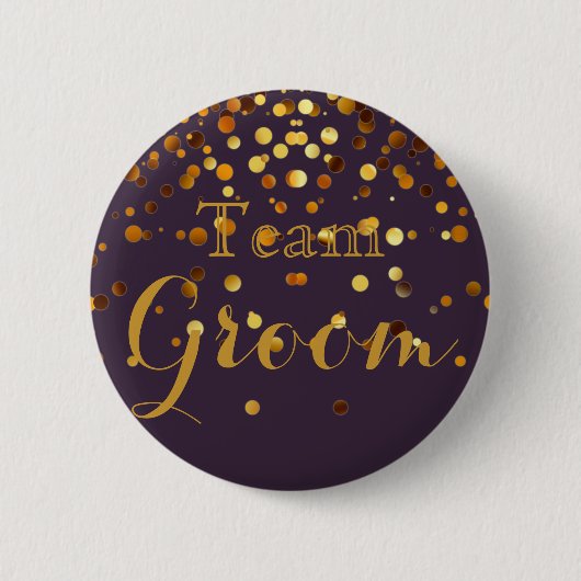 White Gold Glitter Folie Wedding Team Groom Ronde Button 5,7 Cm (Voorkant)