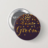 White Gold Glitter Folie Wedding Team Groom Ronde Button 5,7 Cm (Voorkant /achterkant)