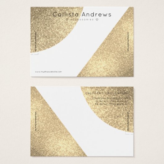 White Gold Glitter Geo Heart Bracelet display Visitekaartje (Voorkant /achterkant)