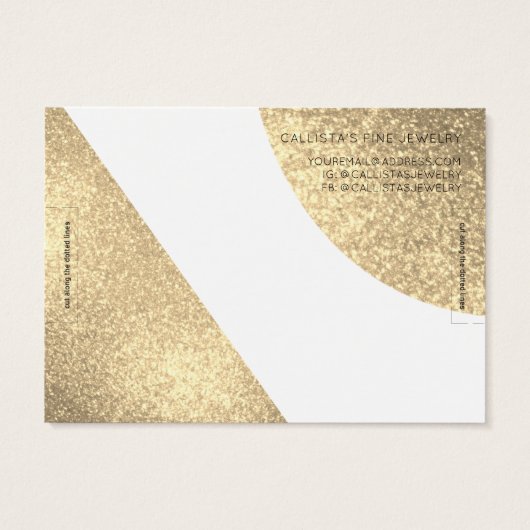 White Gold Glitter Geo Heart Bracelet display Visitekaartje (Achterkant)