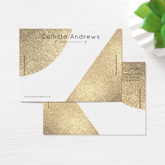 White Gold Glitter Geo Heart Bracelet display Visitekaartje (Bureau)