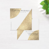 White Gold Glitter Geo Heart Earning Display Vierkante Visitekaartjes (Bureau)