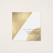 White Gold Glitter Geo Heart Earning Display Vierkante Visitekaartjes (Achterkant)