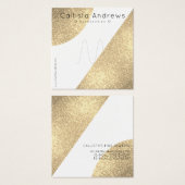 White Gold Glitter Geo Heart Ring Display Vierkante Visitekaartjes (Voorkant /achterkant)