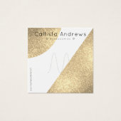 White Gold Glitter Geo Heart Ring Display Vierkante Visitekaartjes (Voorkant)