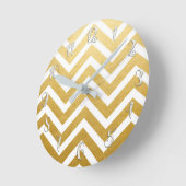 White & Gold Glitter Girly Glam Glamor Chevron Ronde Klok (Hoek)