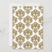 White Gold Glitter Glam Damask Print Party Kaart (Achterkant)