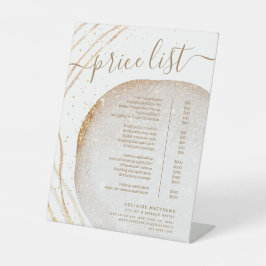 White Gold Glitter Hair Stylist Price List Menu Reclamebord Met Voetstuk