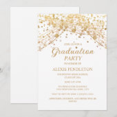 White Gold Glitter High School Afstuderen Kaart (Voorkant / Achterkant)