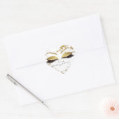 White Gold Glitter Marble Makeup Eyes Hart Sticker (Envelop)