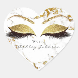 White Gold Glitter Marble Makeup Eyes Hart Sticker
