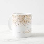 White gold glitter name script koffiemok (Voorkant links)