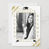 White & Gold Glitter Photo Afstuderen Afstuderen Kaart (Voorkant)