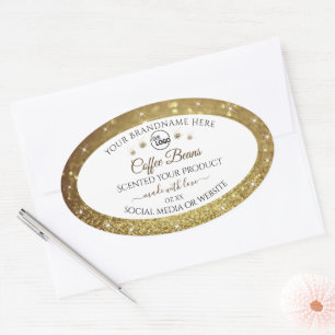 White Gold Glitter Product Labels Logo Diamonds