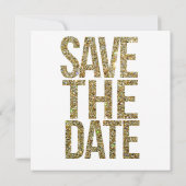 White & Gold Glitter Save the Date Photo Cards (Achterkant)